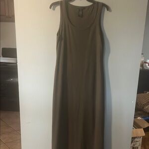 Casual Green Maxi Sheath Dress with Scoop Neck